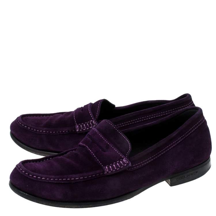 Pre Owned Dsquared2 Purple Suede Penny Loafers Size 40.5