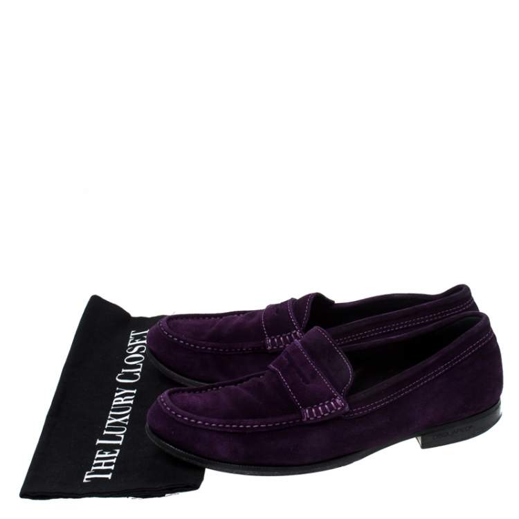 Pre Owned Dsquared2 Purple Suede Penny Loafers Size 40.5