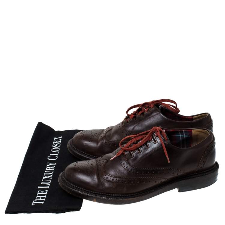 Pre Owned Dsquared2 Brown Brogue Leather Lace Up Oxfords Size 40