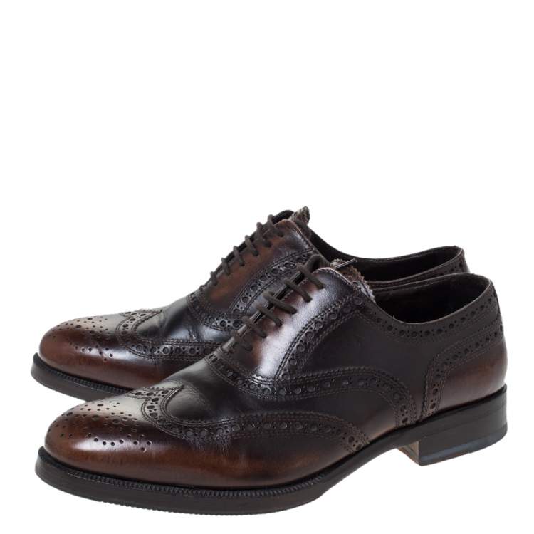 Pre Owned Dsquared2 Brown Brogue Leather Lace Up Oxfords Size 40