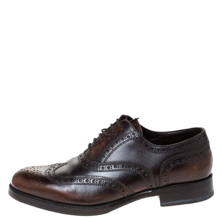 Pre Owned Dsquared2 Brown Brogue Leather Lace Up Oxfords Size 40