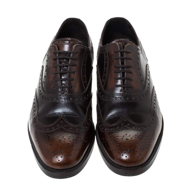 Pre Owned Dsquared2 Brown Brogue Leather Lace Up Oxfords Size 40