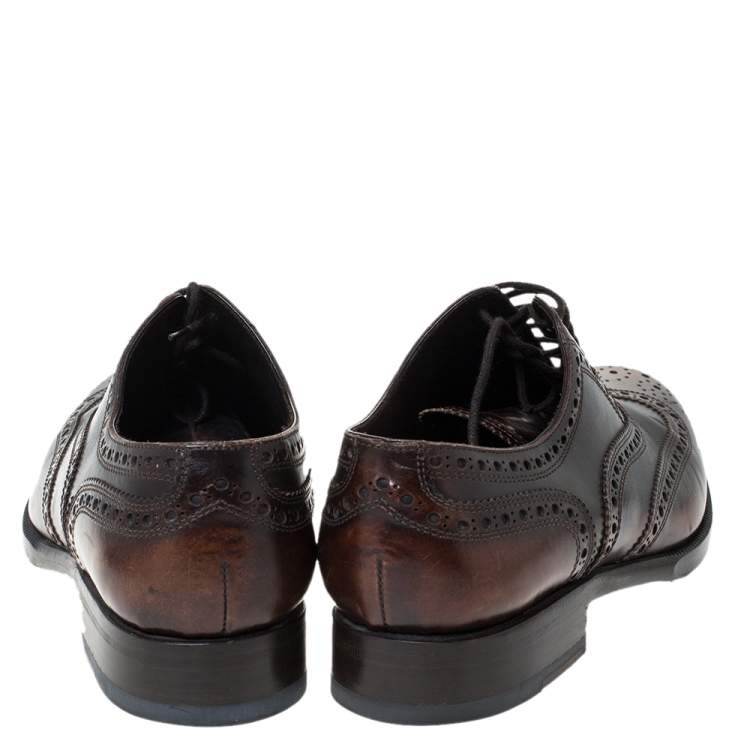 Pre Owned Dsquared2 Brown Brogue Leather Lace Up Oxfords Size 40