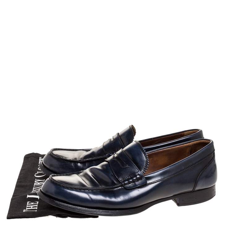Pre Owned DSquared2 Blue Leather Penny Slip On Loafers Size 41.5