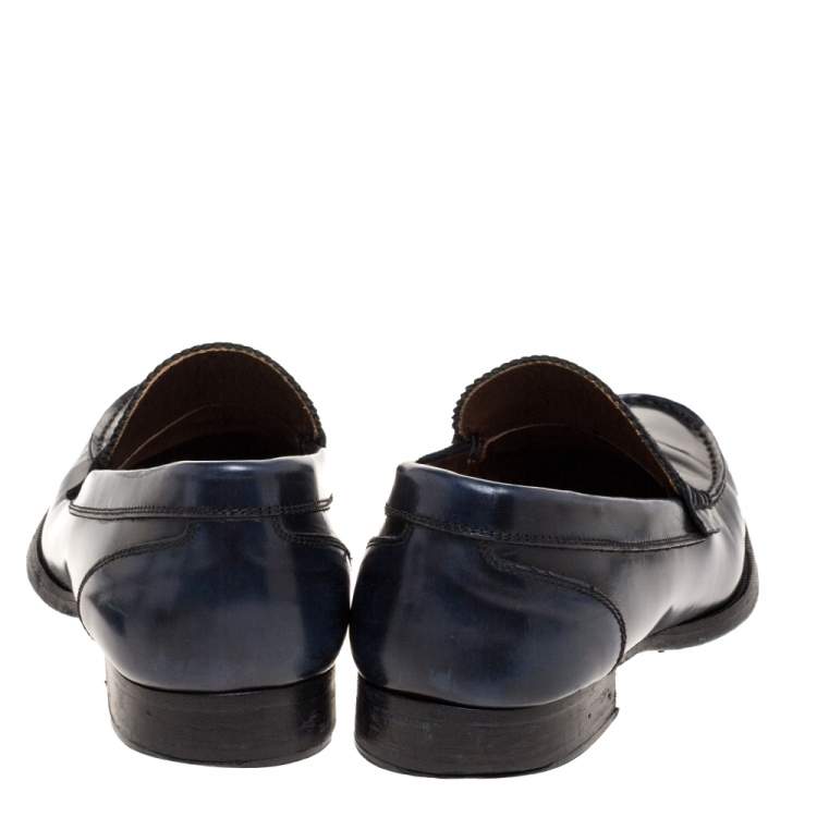 Pre Owned DSquared2 Blue Leather Penny Slip On Loafers Size 41.5