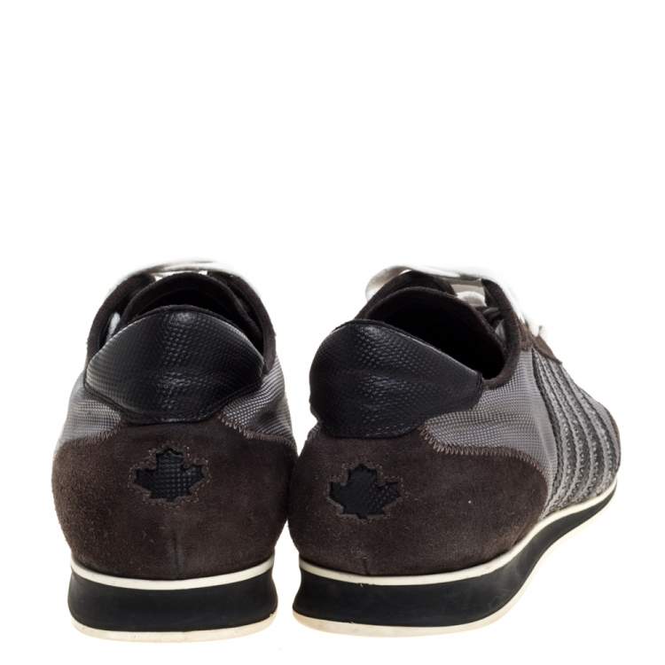 Pre Owned Dsquared2 Black/Grey Suede and Nylon Donna Low Top Sneakers Size 45