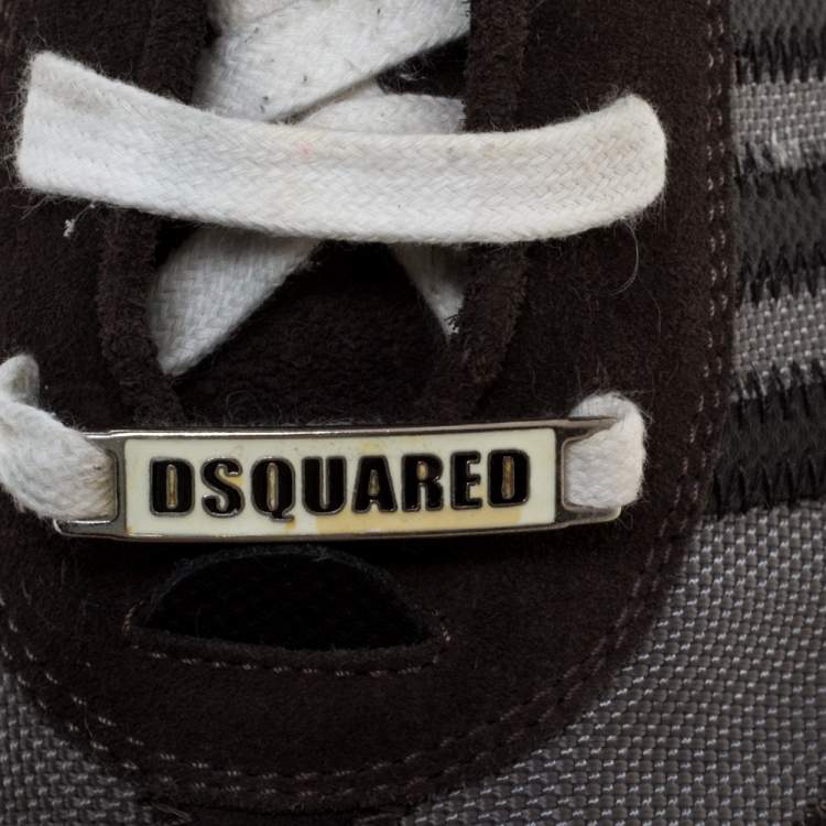 Pre Owned Dsquared2 Black/Grey Suede and Nylon Donna Low Top Sneakers Size 45