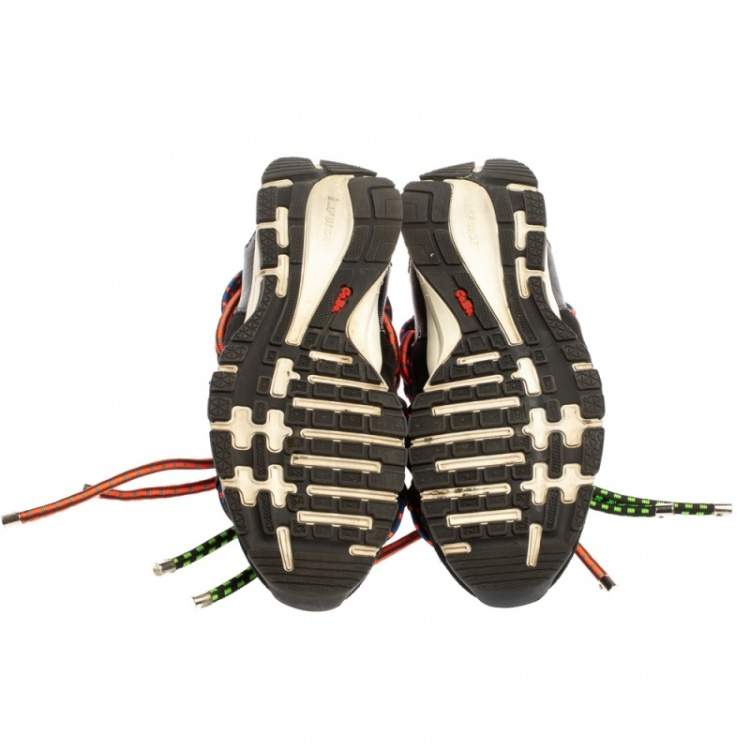 Pre Owned Dsquared2 Black Fabric And Suede Leather Bungy Jump Lace Up Sneakers Size 42