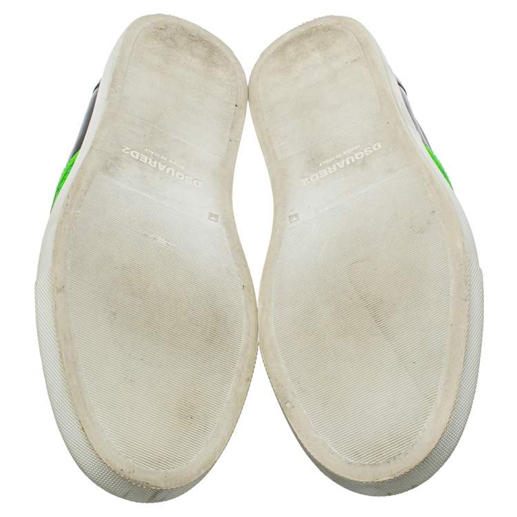 Pre Owned Dsquared2 Green/Black Woven Leather Slip On Sneakers Size 44