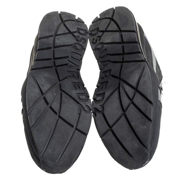 Pre Owned Dsquared2 Black Nubuck And Leather Low Top Sneakers Size 45