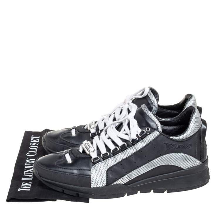 Pre Owned Dsquared2 Black Nubuck And Leather Low Top Sneakers Size 45