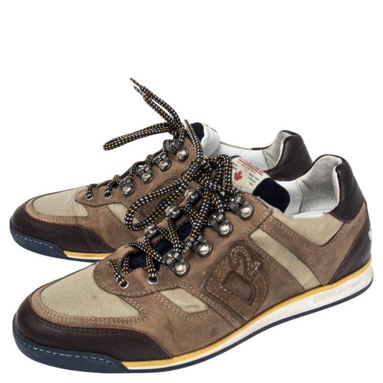 Pre Owned DSquared2 Multicolor Leather And Suede Winner Lace Up Sneakers Size 41