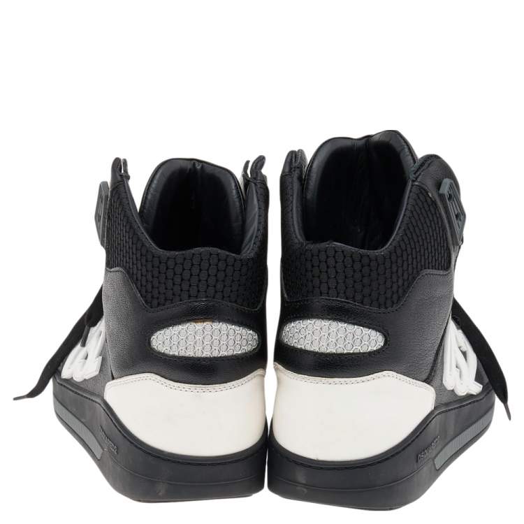 Pre Owned Dsquared2 Black/White Leather High Top Sneakers Size 41