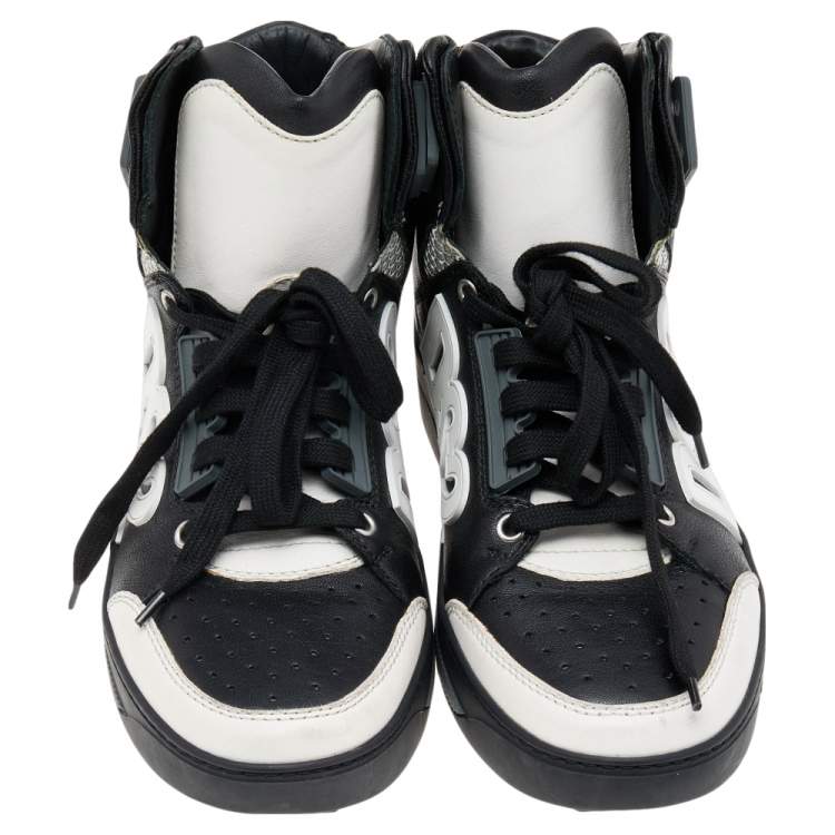 Pre Owned Dsquared2 Black/White Leather High Top Sneakers Size 41