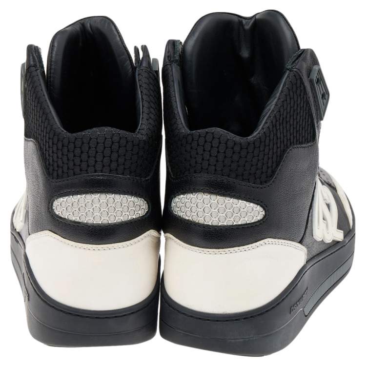 Pre Owned Dsquared2 Black/White Leather High Top Sneakers Size 42