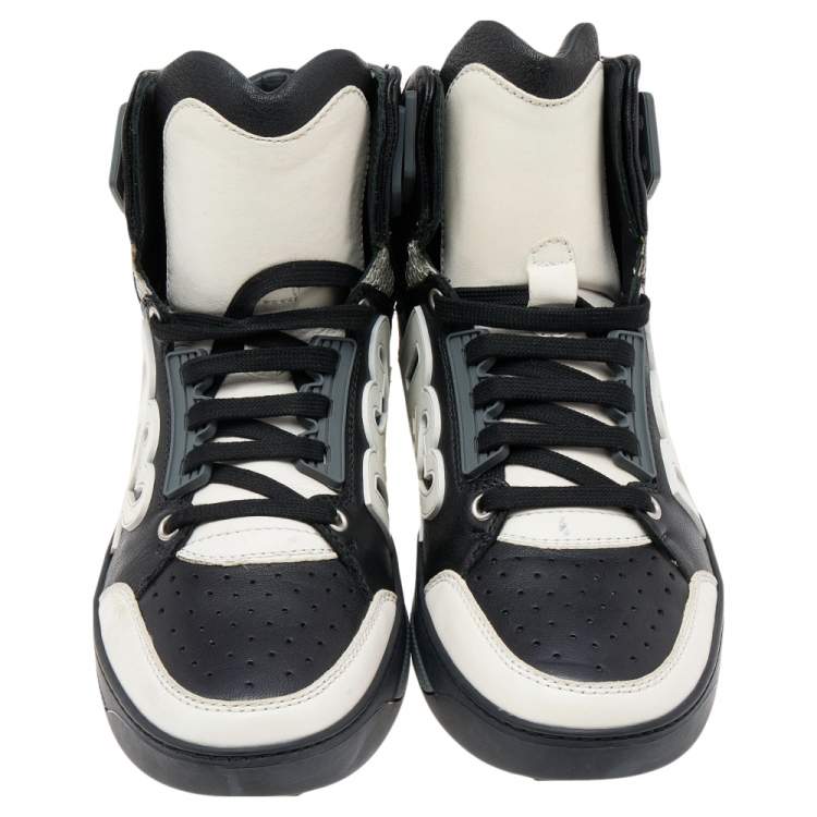 Pre Owned Dsquared2 Black/White Leather High Top Sneakers Size 42