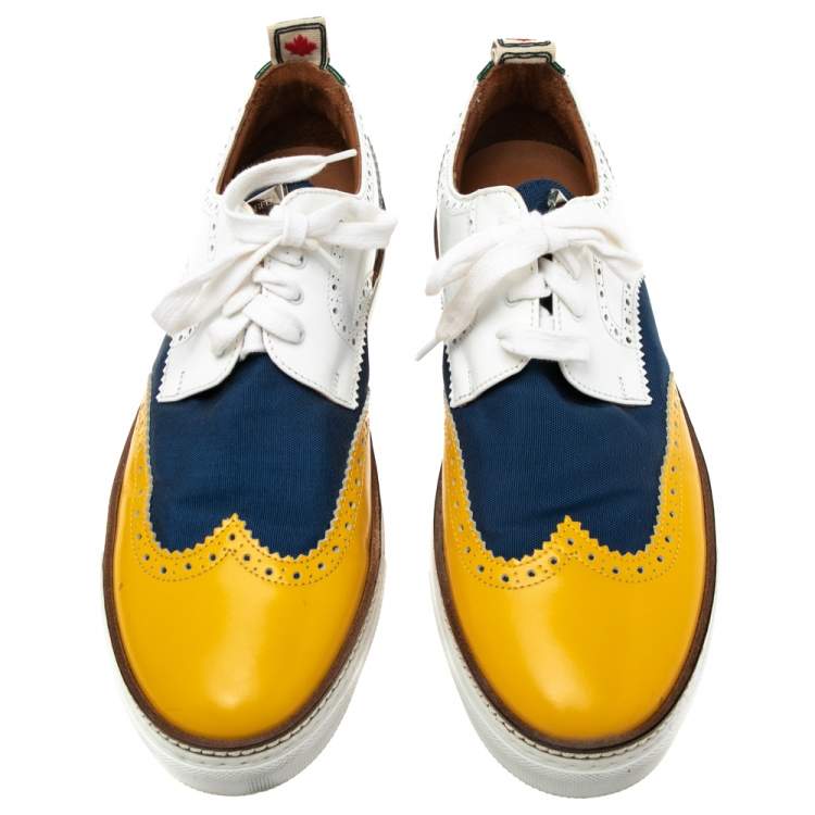 Pre Owned Dsquared2 Multicolor Canvas And Brogue Leather  Derby Sneakers Size 43