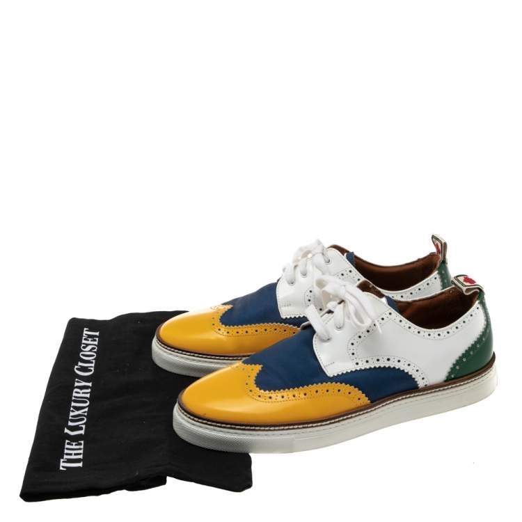 Pre Owned Dsquared2 Multicolor Canvas And Brogue Leather  Derby Sneakers Size 43