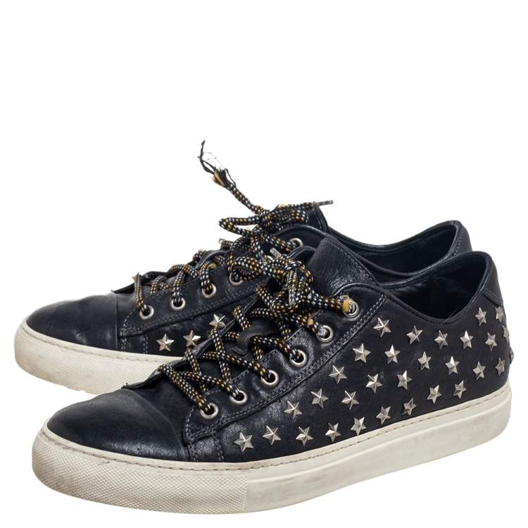 Pre Owned Dsquared2 Black Leather Star Embellished Low Top Sneakers Size 41