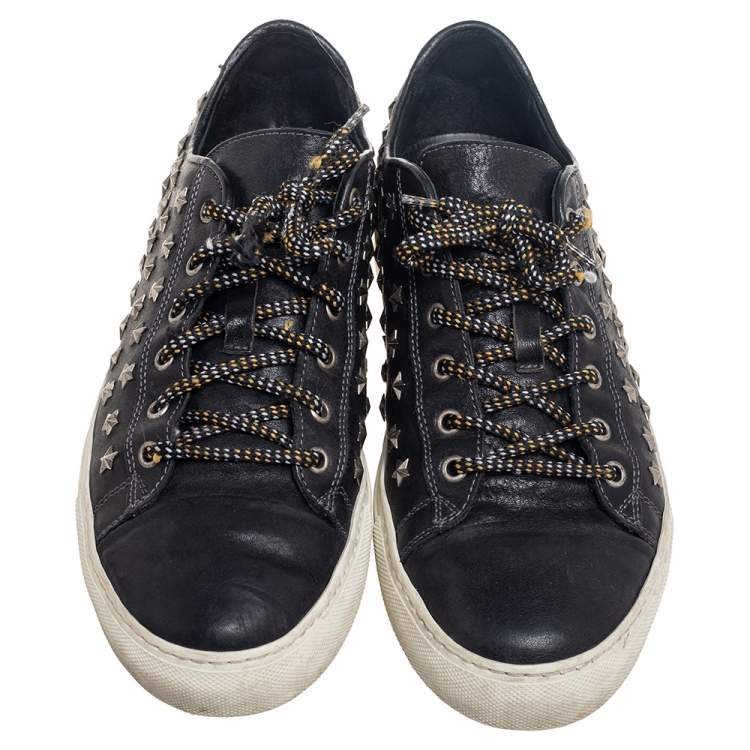 Pre Owned Dsquared2 Black Leather Star Embellished Low Top Sneakers Size 41