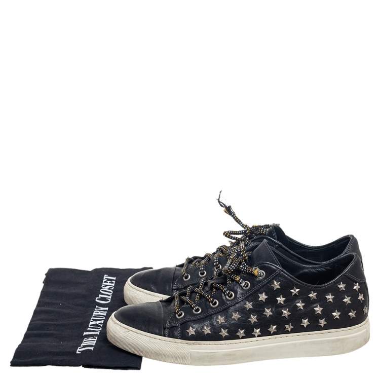 Pre Owned Dsquared2 Black Leather Star Embellished Low Top Sneakers Size 41