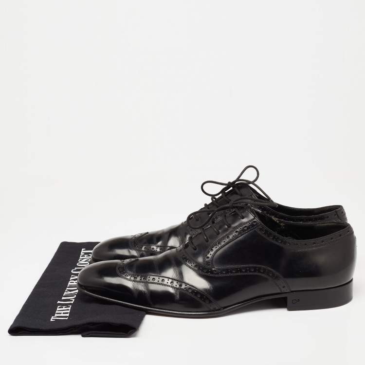Pre Owned Dsquared2 Black Brogue Patent Leather Oxfords Size 43.5
