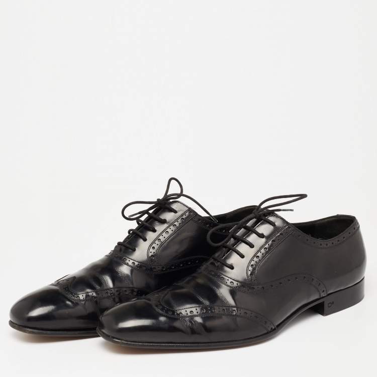 Pre Owned Dsquared2 Black Brogue Patent Leather Oxfords Size 43.5