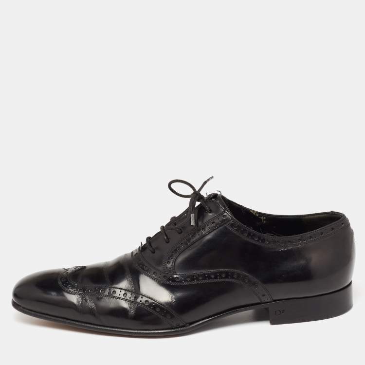 Pre Owned Dsquared2 Black Brogue Patent Leather Oxfords Size 43.5