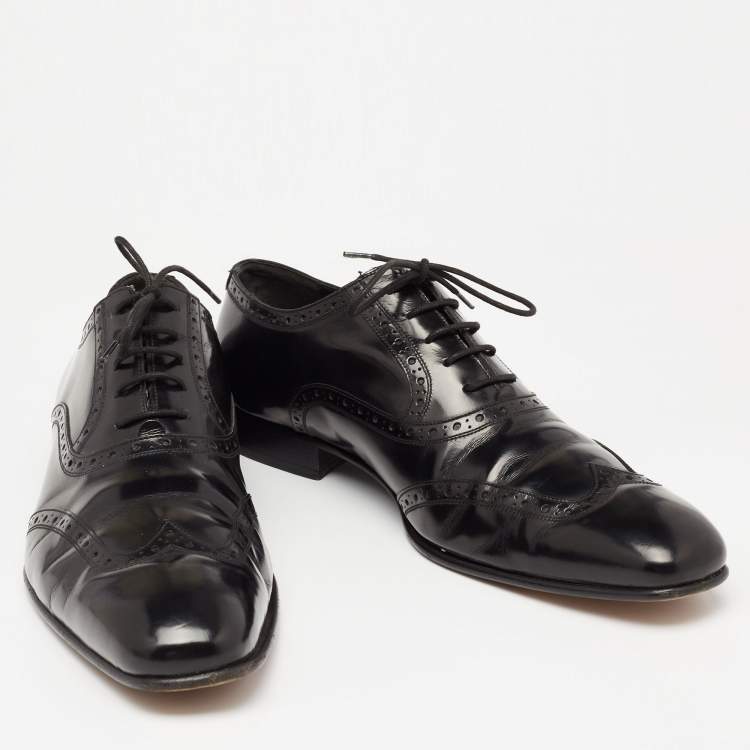 Pre Owned Dsquared2 Black Brogue Patent Leather Oxfords Size 43.5