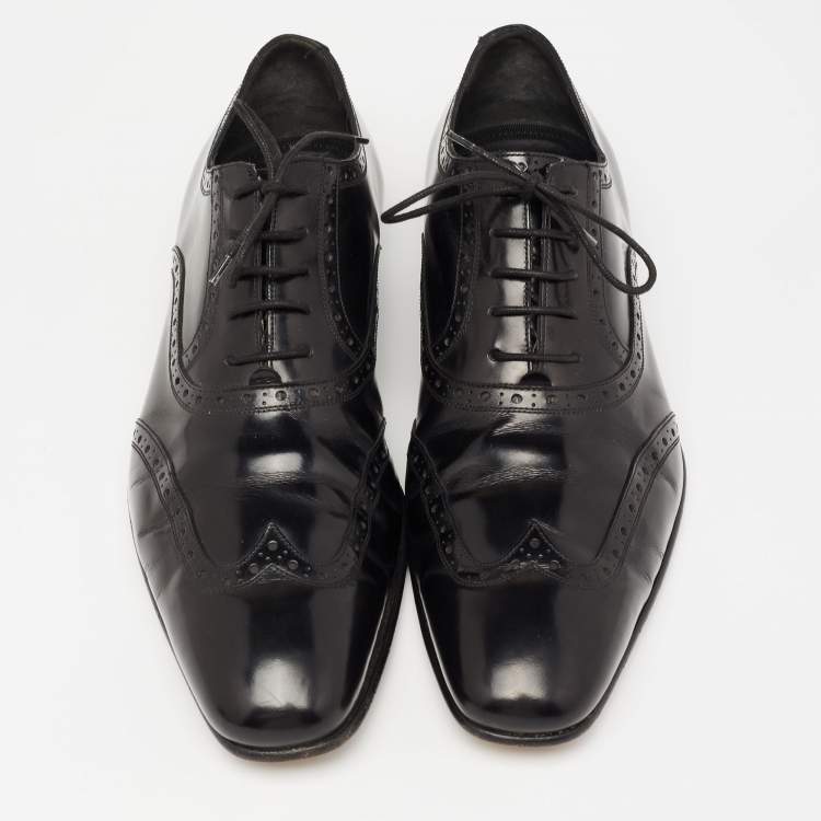 Pre Owned Dsquared2 Black Brogue Patent Leather Oxfords Size 43.5