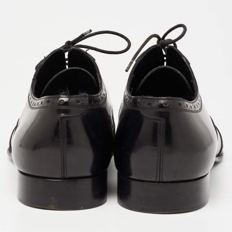 Pre Owned Dsquared2 Black Brogue Patent Leather Oxfords Size 43.5