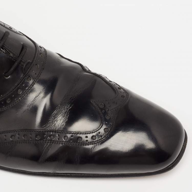 Pre Owned Dsquared2 Black Brogue Patent Leather Oxfords Size 43.5