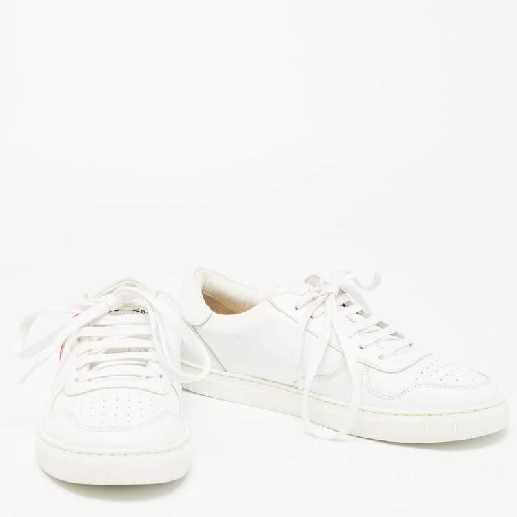 Pre Owned Dsquared2 x Mert & Marcus White/Red Leather Trainer Low Top Sneakers Size 40 