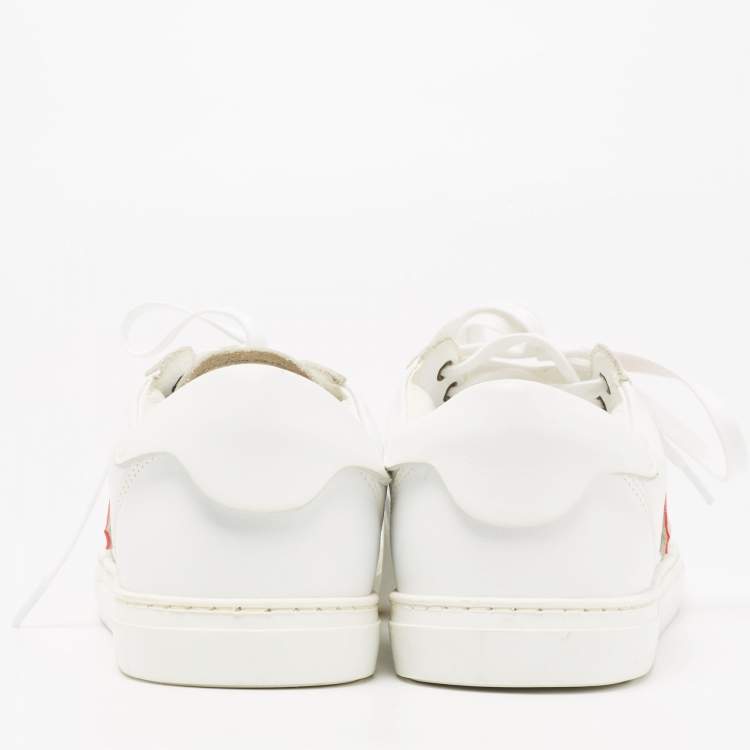 Pre Owned Dsquared2 x Mert & Marcus White/Red Leather Trainer Low Top Sneakers Size 40 