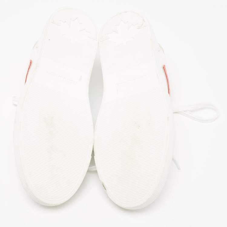 Pre Owned Dsquared2 x Mert & Marcus White/Red Leather Trainer Low Top Sneakers Size 40 