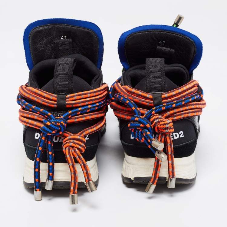 Pre Owned Dsquared2 Multicolor Suede And Leather Bungy Jump Sneakers Size 41