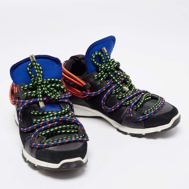 Pre Owned Dsquared2 Multicolor Suede And Leather Bungy Jump Sneakers Size 41
