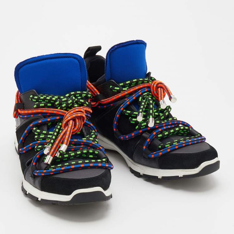Pre Owned Dsquared2 Multicolor Suede And Leather Bungy Jump Sneakers Size 43