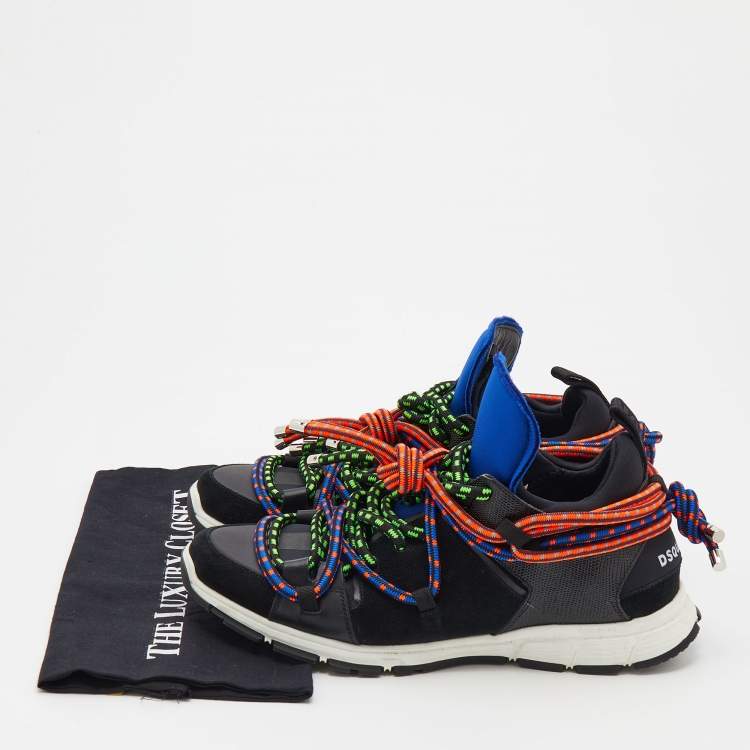 Pre Owned Dsquared2 Multicolor Suede And Leather Bungy Jump Sneakers Size 43