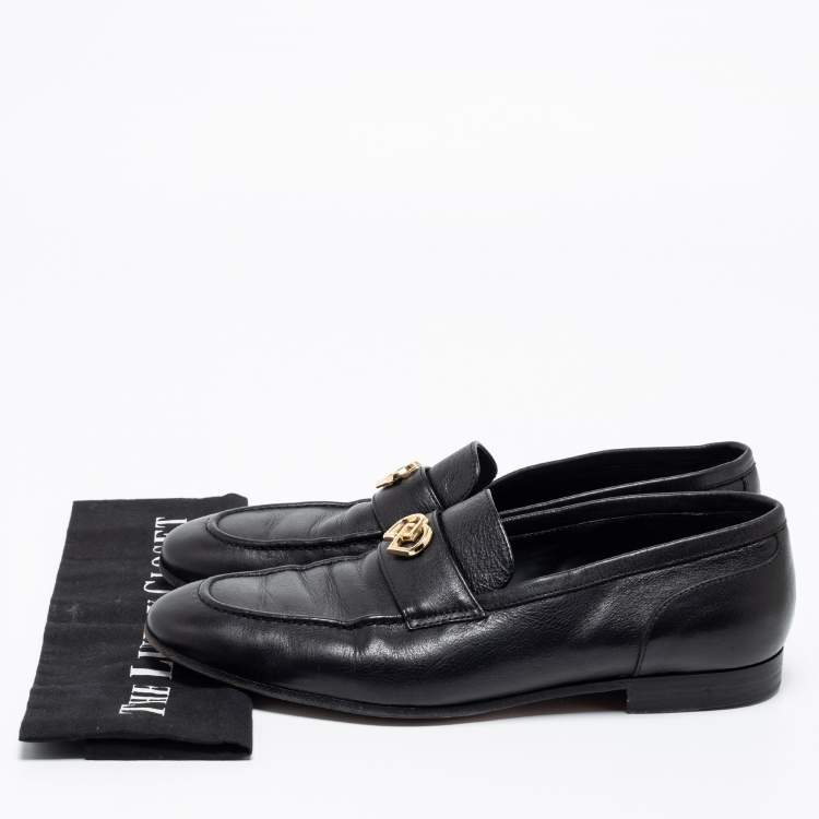 Pre Owned Dsquared2 Black Leather Slip On Loafers Size 41.5
