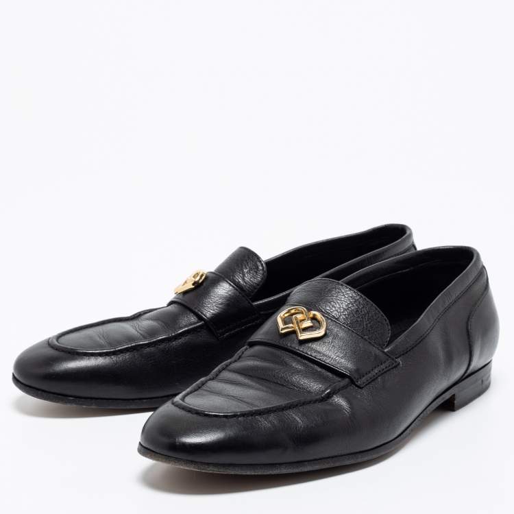 Pre Owned Dsquared2 Black Leather Slip On Loafers Size 41.5