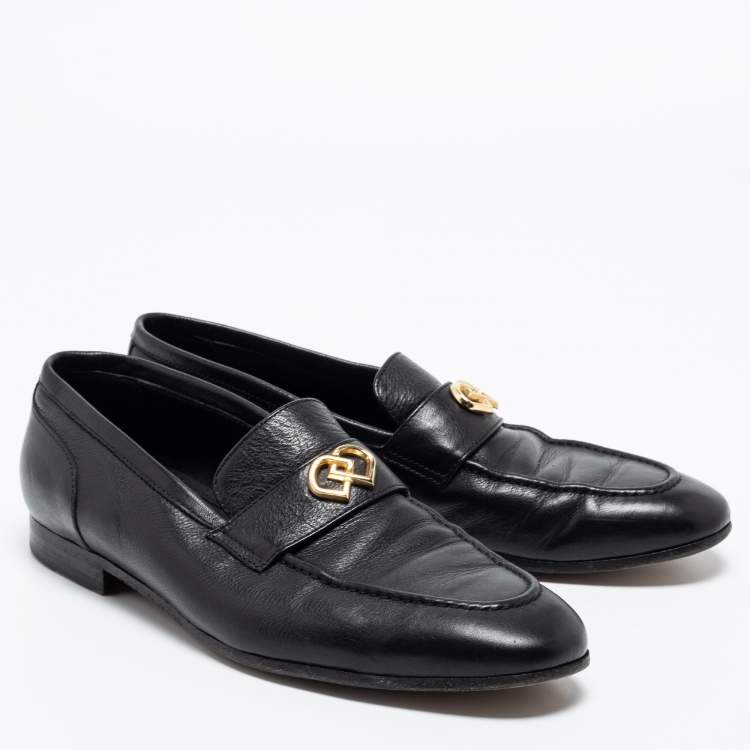 Pre Owned Dsquared2 Black Leather Slip On Loafers Size 41.5