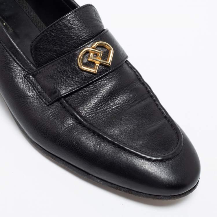 Pre Owned Dsquared2 Black Leather Slip On Loafers Size 41.5