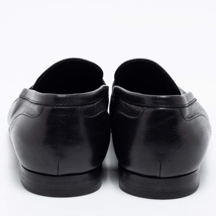 Pre Owned Dsquared2 Black Leather Slip On Loafers Size 41.5