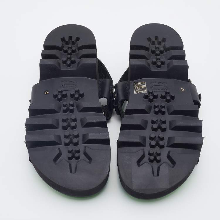 Pre Owned Dsquared2 Black Leather Flat Sandals Size 43