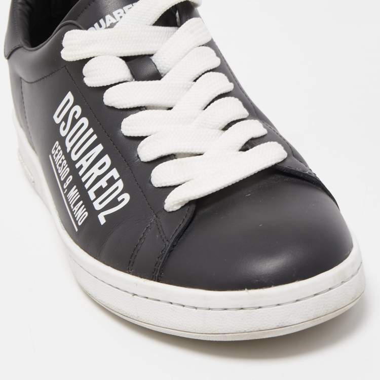 مملوكة مسبقًا Dsquared2 Black Leather Low Top Sneakers Size 43