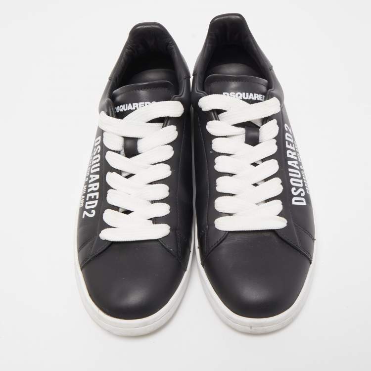مملوكة مسبقًا Dsquared2 Black Leather Low Top Sneakers Size 43