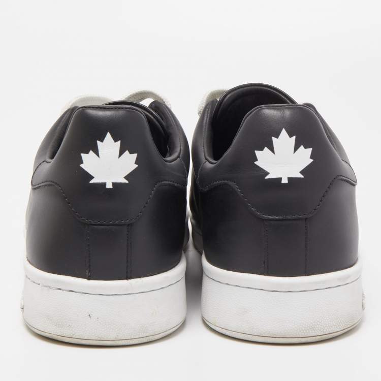 مملوكة مسبقًا Dsquared2 Black Leather Low Top Sneakers Size 43