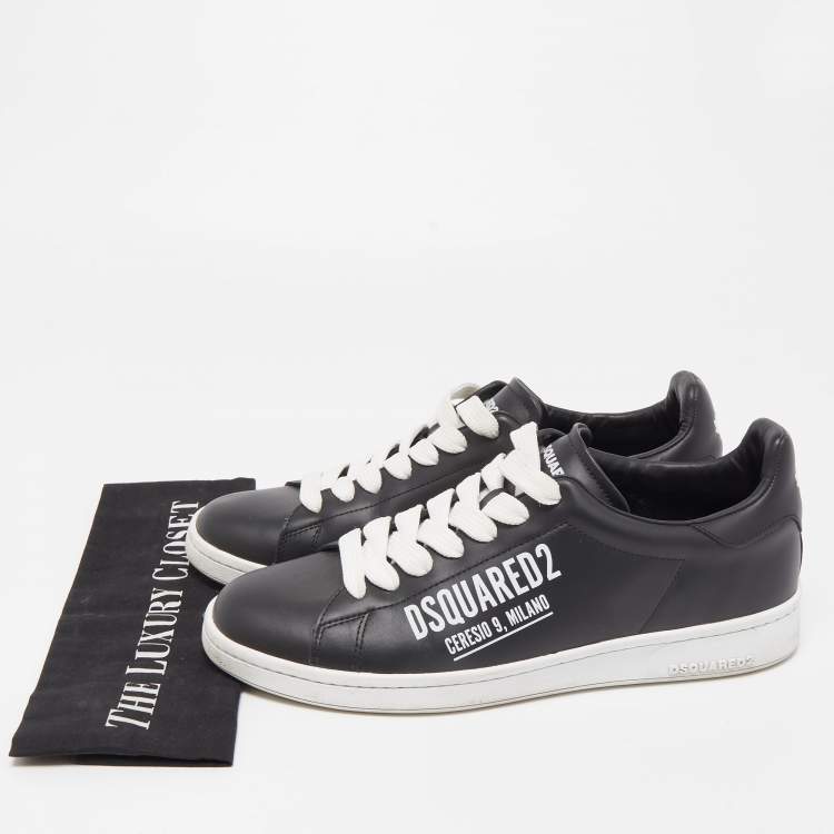 مملوكة مسبقًا Dsquared2 Black Leather Low Top Sneakers Size 43
