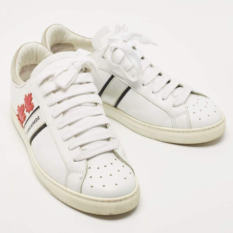 Pre Owned Dsquared2 White Leather Low Top Sneakers Size 41
